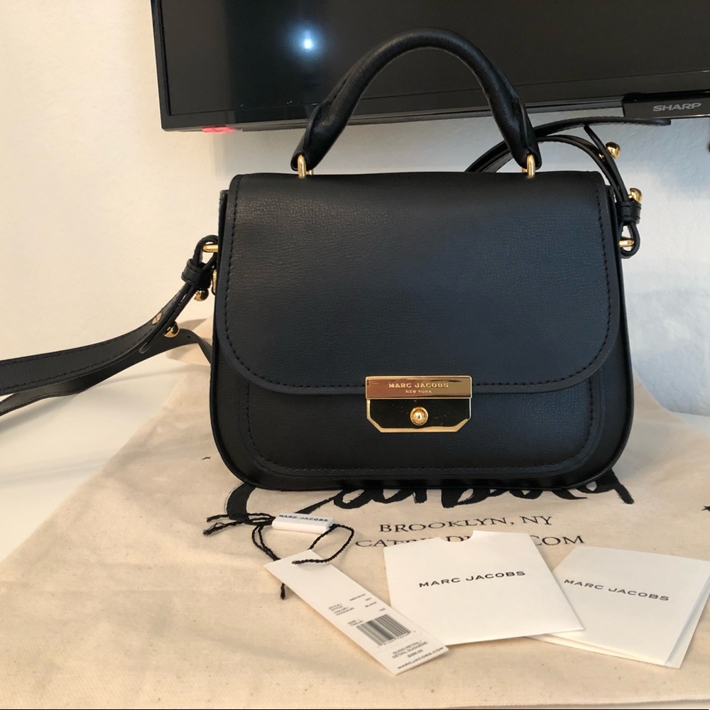 MARC JACOBS Mini Rider Top Handle Leather Bag in black. Like new.